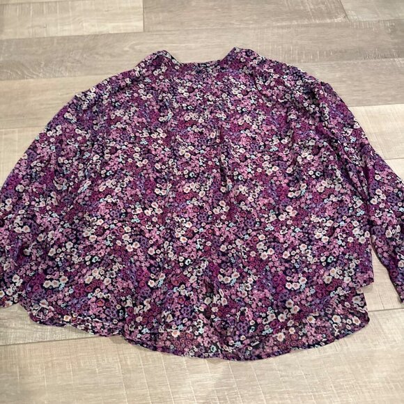 LANE BRYANT WOMENS SIZE 28 FLORAL SHEER LONG SLEEVE BLOUSE SHIRT - Picture 2 of 7